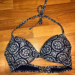 Blue Patterned Bikini Top